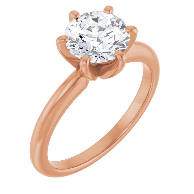 MICHEL Solitaire Round Engagement Ring with Knife Edge Band - 18K Rose Gold - View 1