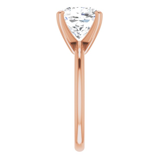 MICHEL Solitaire Cushion Engagement Ring with Knife Edge Band - 18K Rose Gold - View 4