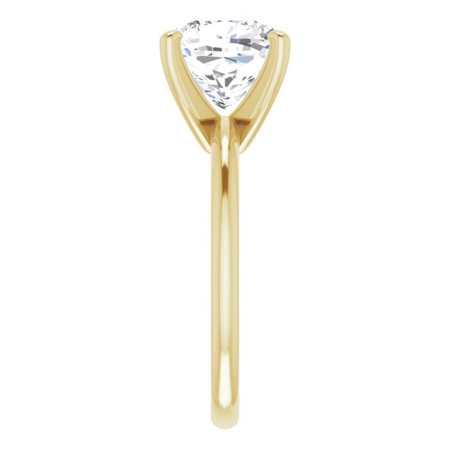 MICHEL Solitaire Cushion Engagement Ring with Knife Edge Band - 18K Yellow Gold - View 4