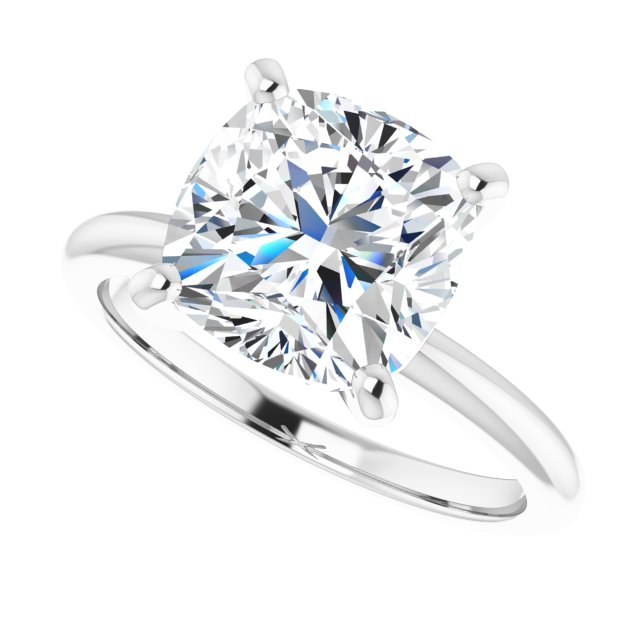 MICHEL Solitaire Cushion Engagement Ring with Knife Edge Band - Platinum - View 5