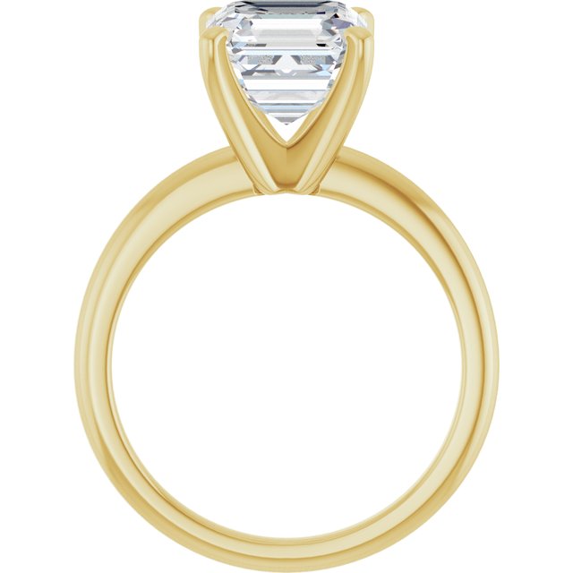 MICHEL Solitaire Asscher Engagement Ring with Knife Edge Band - 18K Yellow Gold - View 2