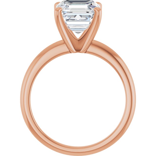 MICHEL Solitaire Asscher Engagement Ring with Knife Edge Band - 18K Rose Gold - View 2