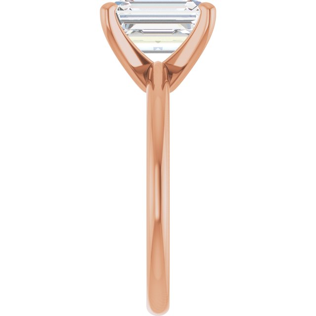 MICHEL Solitaire Emerald Engagement Ring with Knife Edge Band - 18K Rose Gold - View 4