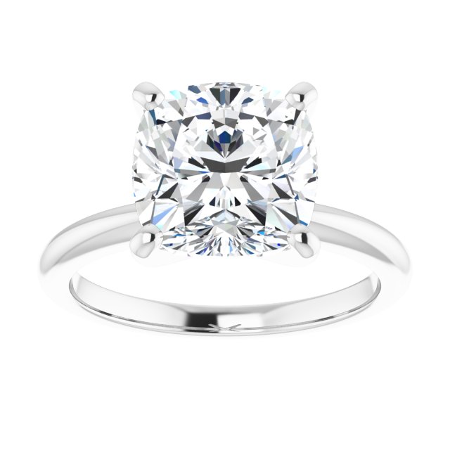 MICHEL Solitaire Cushion Engagement Ring with Knife Edge Band - Platinum - View 3