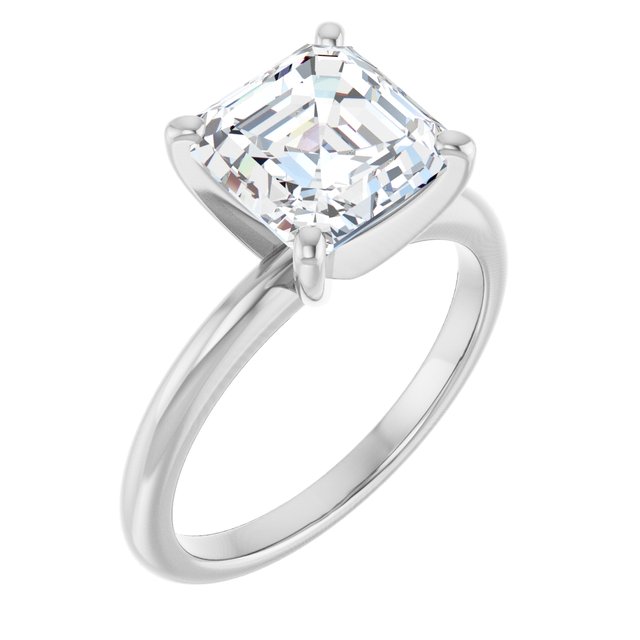 MICHEL Solitaire Asscher Engagement Ring with Knife Edge Band - Platinum - View 1