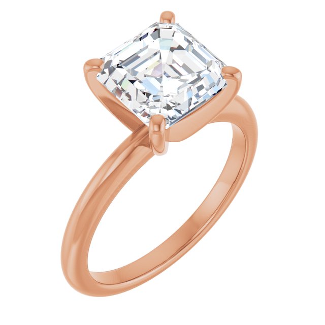 MICHEL Solitaire Asscher Engagement Ring with Knife Edge Band - 18K Rose Gold - View 1