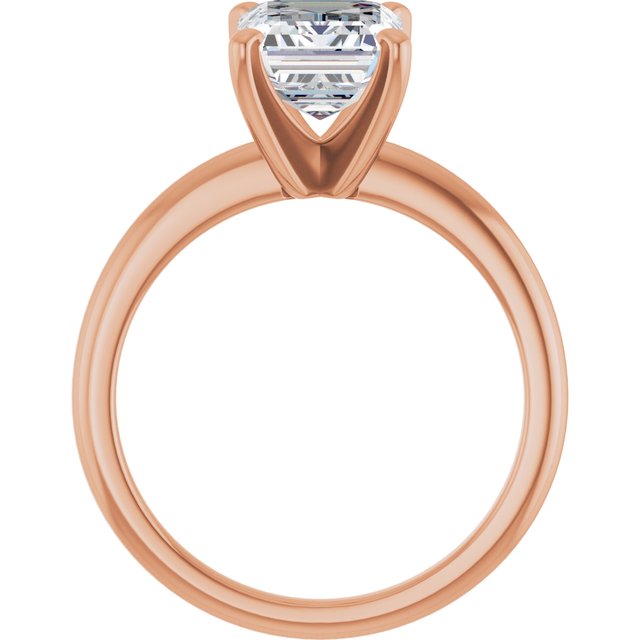 MICHEL Solitaire Emerald Engagement Ring with Knife Edge Band - 18K Rose Gold - View 2