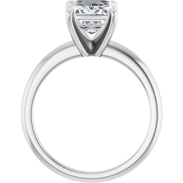 MICHEL Solitaire Emerald Engagement Ring with Knife Edge Band - Platinum - View 2