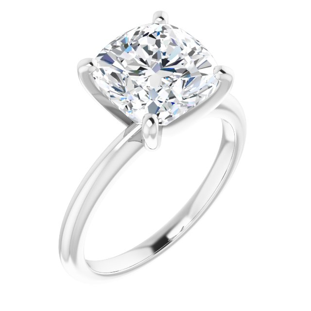 MICHEL Solitaire Cushion Engagement Ring with Knife Edge Band - Platinum - View 1