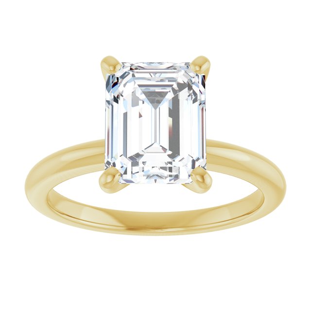MICHEL Solitaire Emerald Engagement Ring with Knife Edge Band - 18K Yellow Gold - View 3