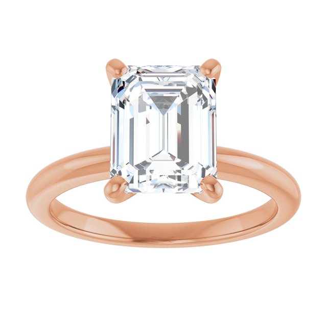 MICHEL Solitaire Emerald Engagement Ring with Knife Edge Band - 18K Rose Gold - View 3