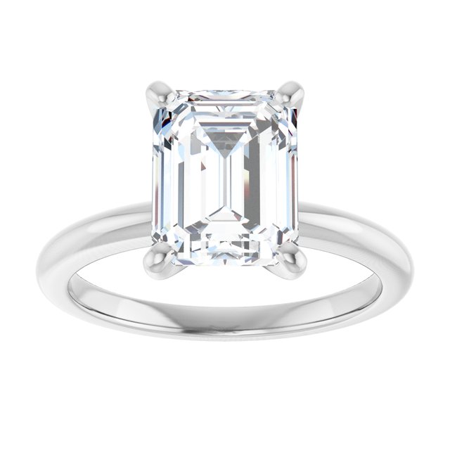 MICHEL Solitaire Emerald Engagement Ring with Knife Edge Band - Platinum - View 3