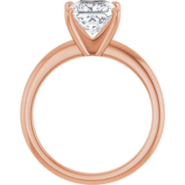 MICHEL Solitaire Square Engagement Ring with Knife Edge Band - 18K Rose Gold - View 2