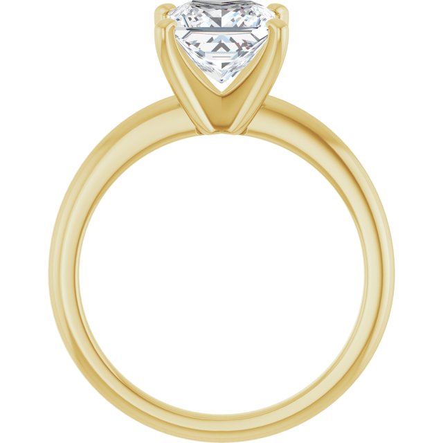 MICHEL Solitaire Square Engagement Ring with Knife Edge Band - 18K Yellow Gold - View 2