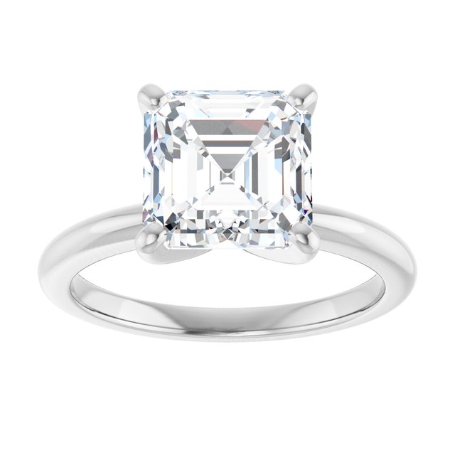 MICHEL Solitaire Asscher Engagement Ring with Knife Edge Band - Platinum - View 3