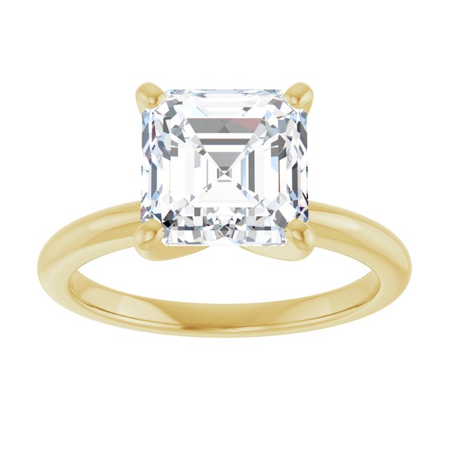 MICHEL Solitaire Asscher Engagement Ring with Knife Edge Band - 18K Yellow Gold - View 3