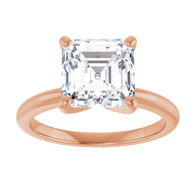 MICHEL Solitaire Asscher Engagement Ring with Knife Edge Band - 18K Rose Gold - View 3