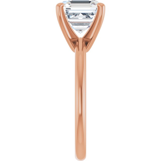 MICHEL Solitaire Asscher Engagement Ring with Knife Edge Band - 18K Rose Gold - View 4