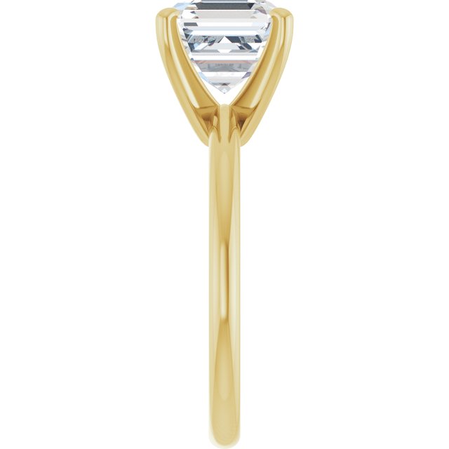 MICHEL Solitaire Asscher Engagement Ring with Knife Edge Band - 18K Yellow Gold - View 4