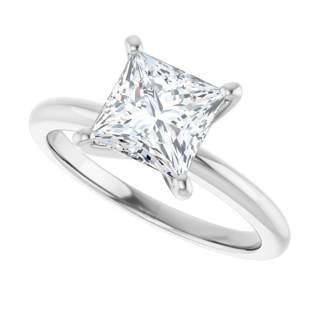 MICHEL Solitaire Square Engagement Ring with Knife Edge Band - Platinum - View 5