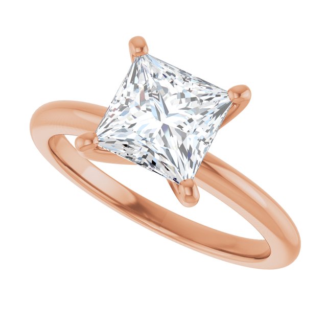 MICHEL Solitaire Square Engagement Ring with Knife Edge Band - 18K Rose Gold - View 5