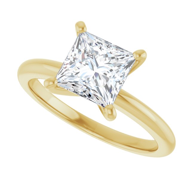 MICHEL Solitaire Square Engagement Ring with Knife Edge Band - 18K Yellow Gold - View 5