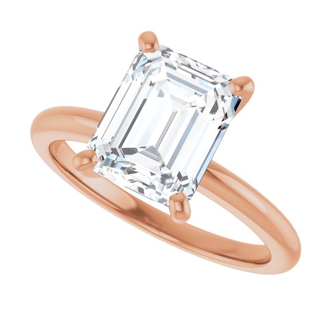 MICHEL Solitaire Emerald Engagement Ring with Knife Edge Band - 18K Rose Gold - View 5