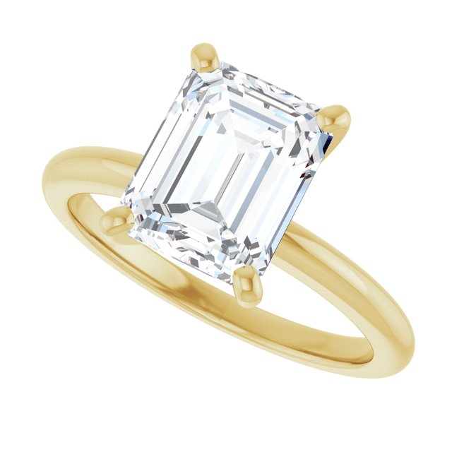 MICHEL Solitaire Emerald Engagement Ring with Knife Edge Band - 18K Yellow Gold - View 5