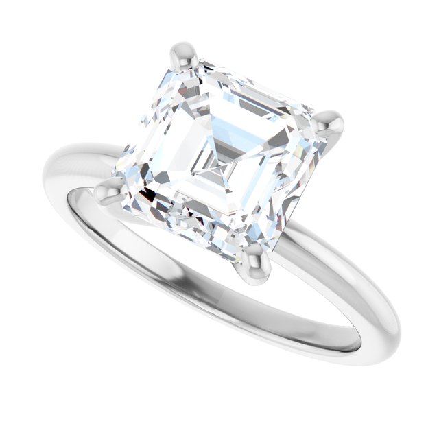 MICHEL Solitaire Asscher Engagement Ring with Knife Edge Band - Platinum - View 5