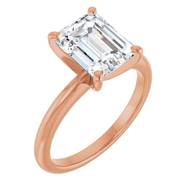 MICHEL Solitaire Emerald Engagement Ring with Knife Edge Band - 18K Rose Gold - View 1