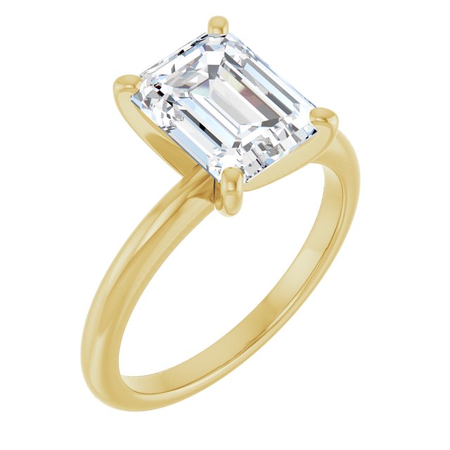 MICHEL Solitaire Emerald Engagement Ring with Knife Edge Band - 18K Yellow Gold - View 1