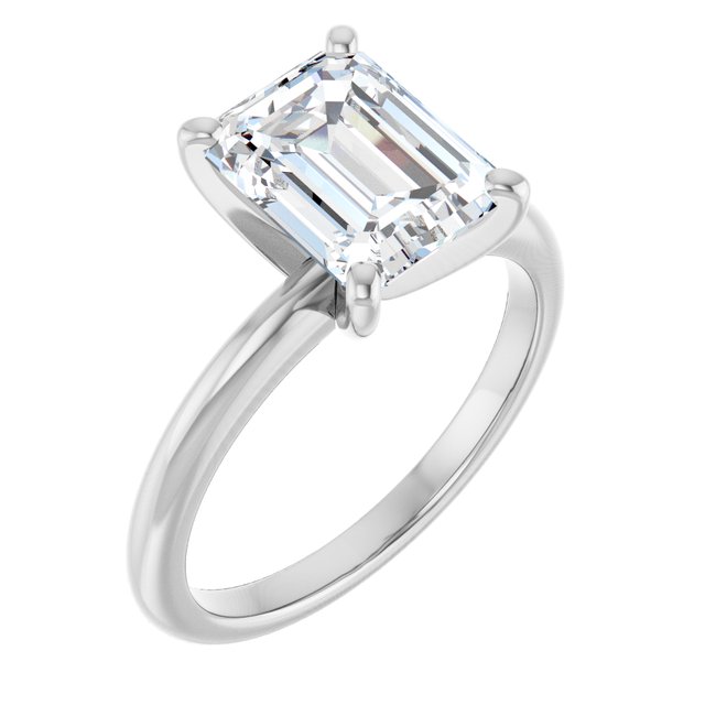 MICHEL Solitaire Emerald Engagement Ring with Knife Edge Band - Platinum - View 1