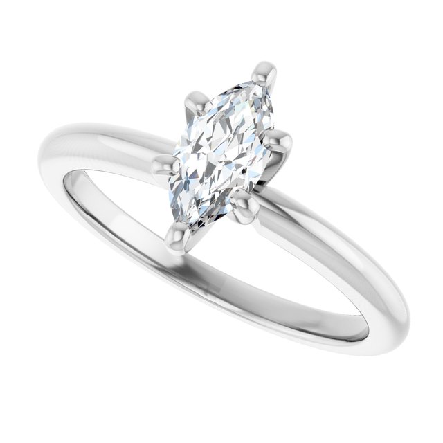MICHEL Solitaire Marquise Engagement Ring with Knife Edge Band - Platinum - View 5