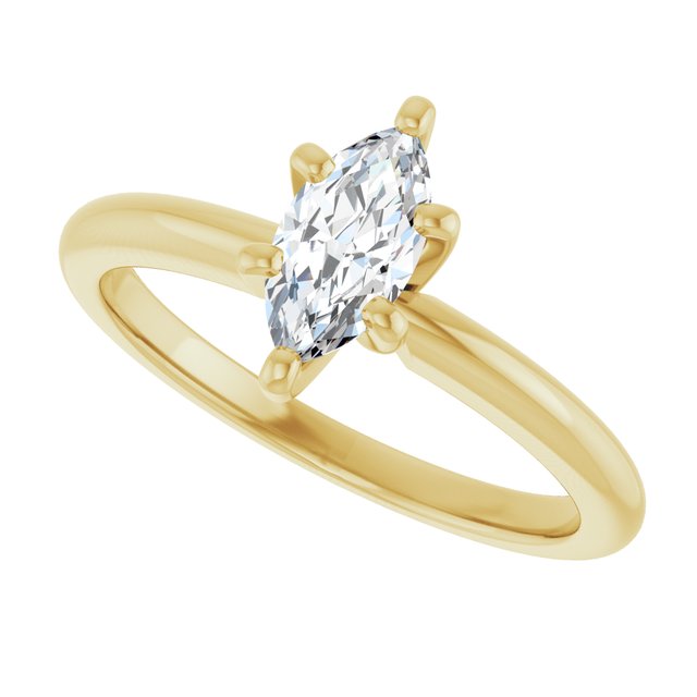 MICHEL Solitaire Marquise Engagement Ring with Knife Edge Band - 18K Yellow Gold - View 5