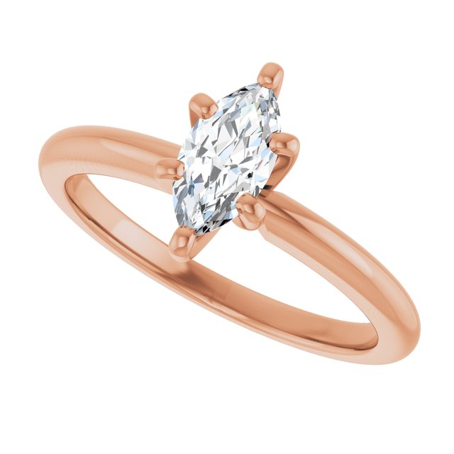MICHEL Solitaire Marquise Engagement Ring with Knife Edge Band - 18K Rose Gold - View 5