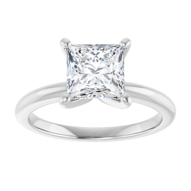 MICHEL Solitaire Square Engagement Ring with Knife Edge Band - Platinum - View 3