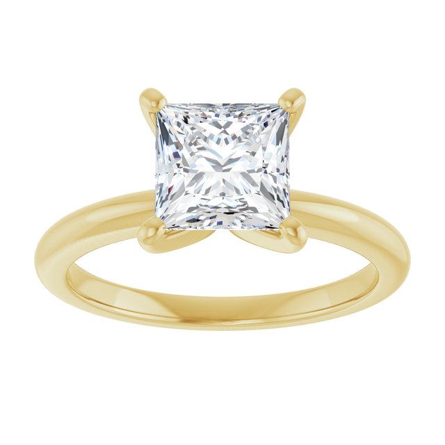 MICHEL Solitaire Square Engagement Ring with Knife Edge Band - 18K Yellow Gold - View 3