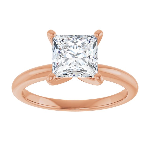 MICHEL Solitaire Square Engagement Ring with Knife Edge Band - 18K Rose Gold - View 3