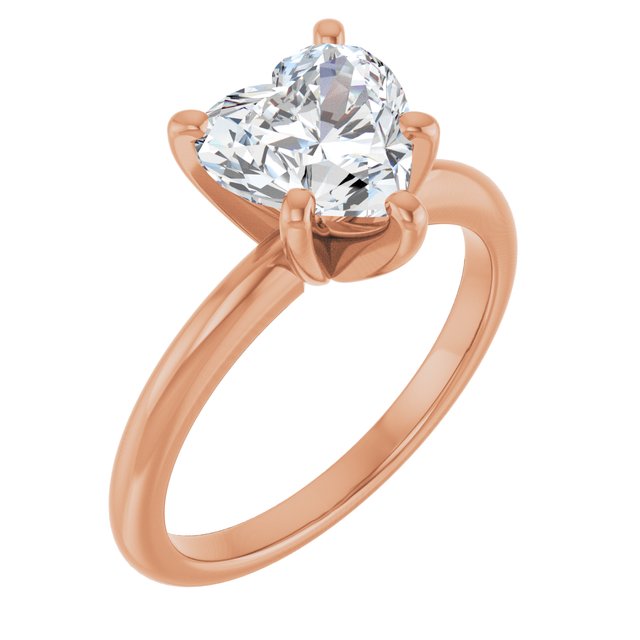 MICHEL Solitaire Heart Engagement Ring with Knife Edge Band - 18K Rose Gold - View 1