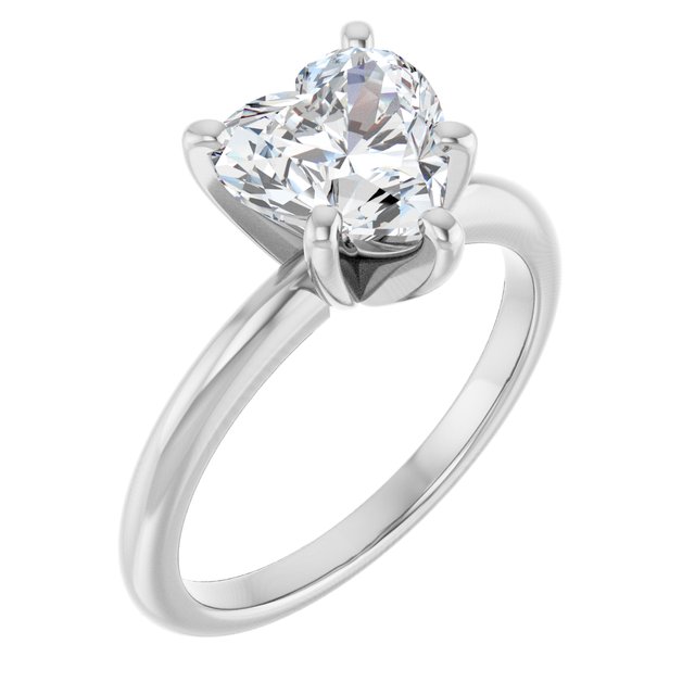 MICHEL Solitaire Heart Engagement Ring with Knife Edge Band - Platinum - View 1