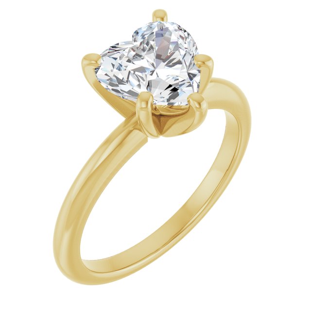 MICHEL Solitaire Heart Engagement Ring with Knife Edge Band - 18K Yellow Gold - View 1