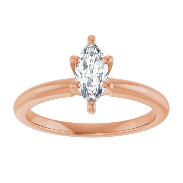 MICHEL Solitaire Marquise Engagement Ring with Knife Edge Band - 18K Rose Gold - View 3