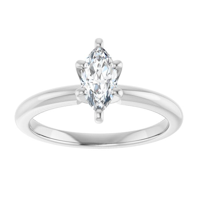 MICHEL Solitaire Marquise Engagement Ring with Knife Edge Band - Platinum - View 3