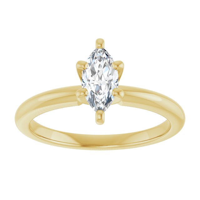 MICHEL Solitaire Marquise Engagement Ring with Knife Edge Band - 18K Yellow Gold - View 3
