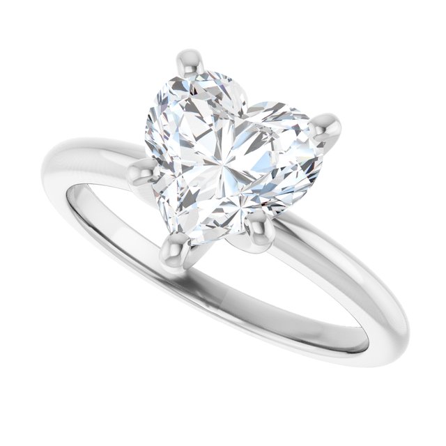 MICHEL Solitaire Heart Engagement Ring with Knife Edge Band - Platinum - View 5