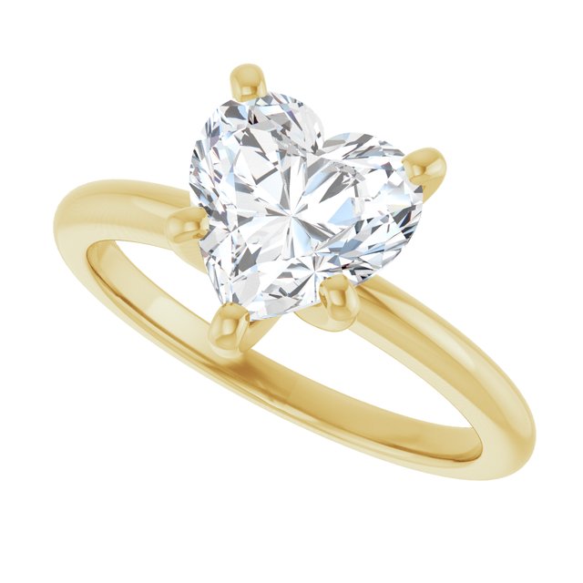 MICHEL Solitaire Heart Engagement Ring with Knife Edge Band - 18K Yellow Gold - View 5