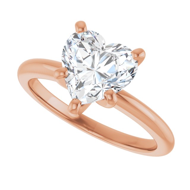 MICHEL Solitaire Heart Engagement Ring with Knife Edge Band - 18K Rose Gold - View 5