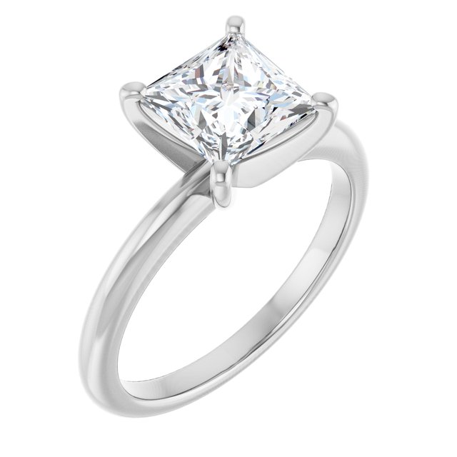 MICHEL Solitaire Square Engagement Ring with Knife Edge Band - Platinum - View 1