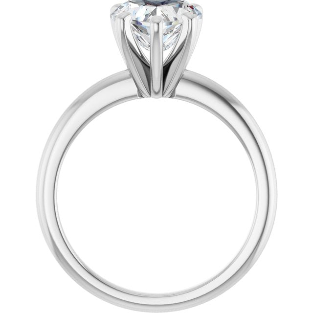 MICHEL Solitaire Heart Engagement Ring with Knife Edge Band - Platinum - View 2