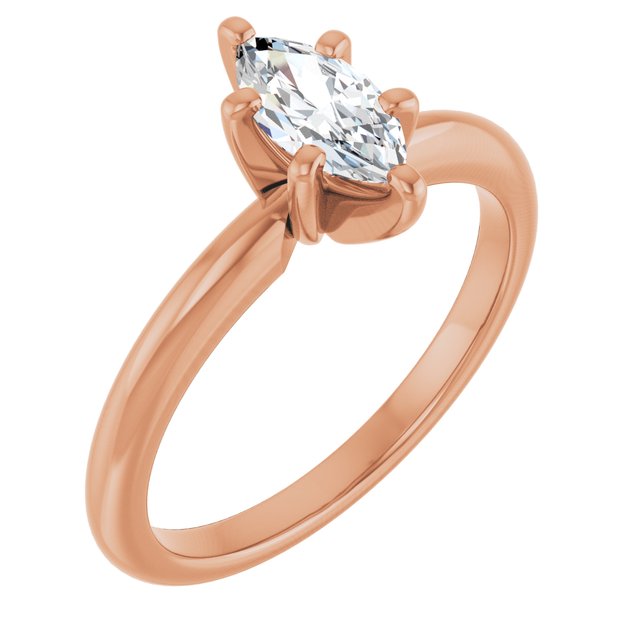 MICHEL Solitaire Marquise Engagement Ring with Knife Edge Band - 18K Rose Gold - View 1